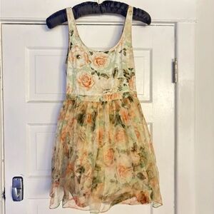 Alice + Olivia Floral Kids Dress - Peach and Green